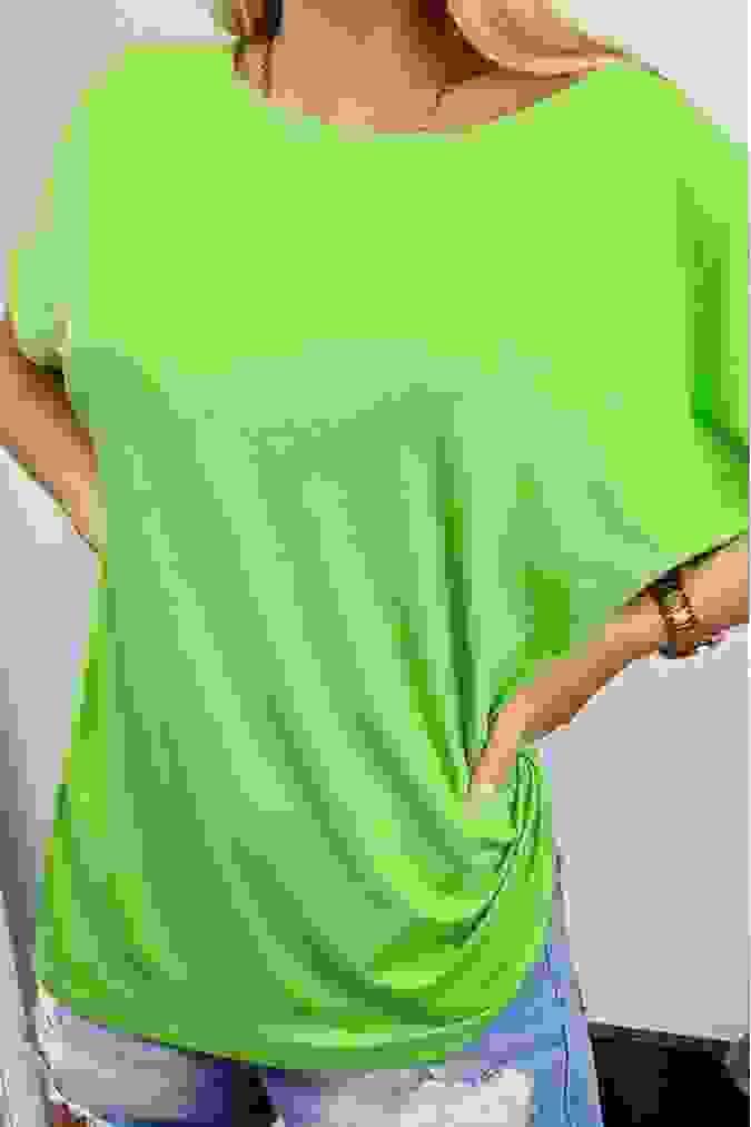 Bluzka 9497 VERA gładka neonowy zielony