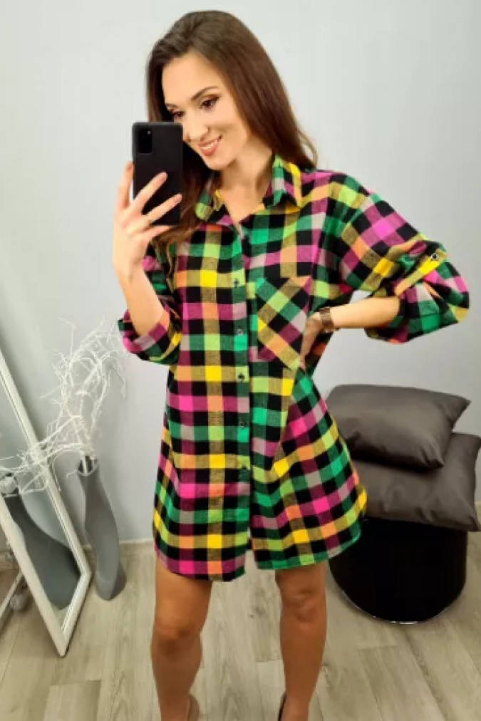 Sukienka K170 kolorowa krata