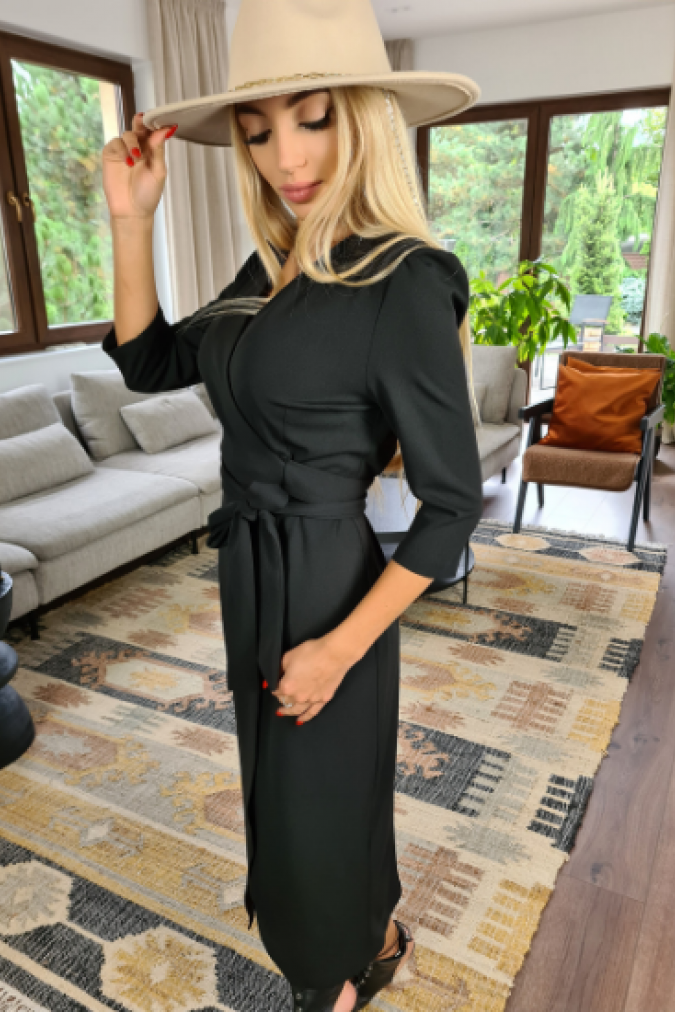 Sukienka 212 wizytowa z dekoltem V POPPY czarna 