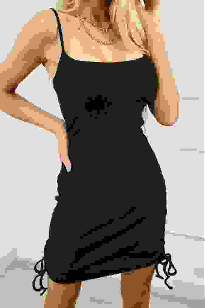 Sukienka 802 prążkowana na ramiączkach WERA czarna