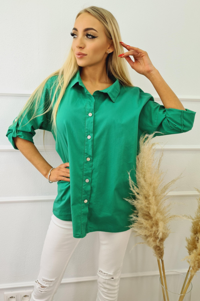 Koszula 5776 asymetryczna oversize MESSINA zielona