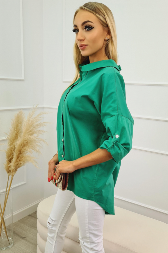 Koszula 5776 asymetryczna oversize MESSINA zielona