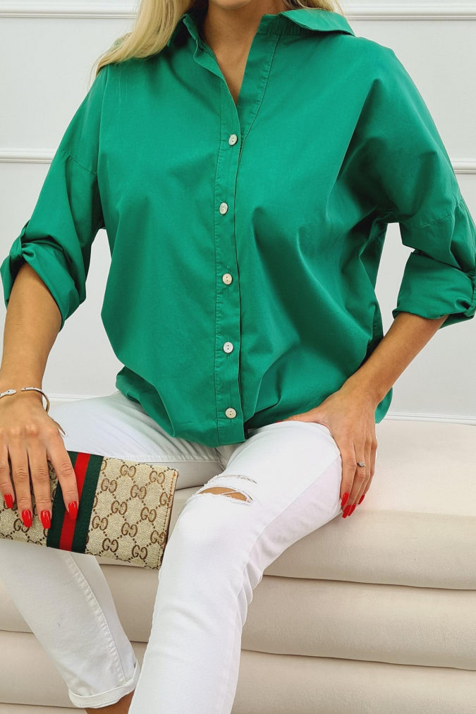 Koszula 5776 asymetryczna oversize MESSINA zielona