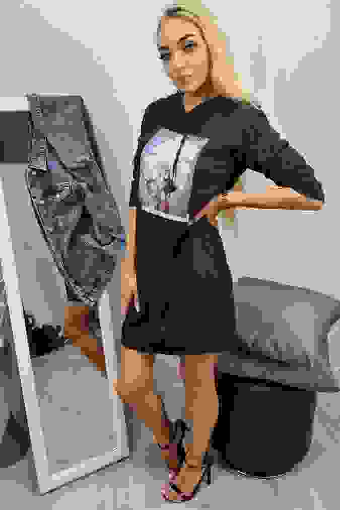 Sukienka S184 kobieta art LIZBONA czarny
