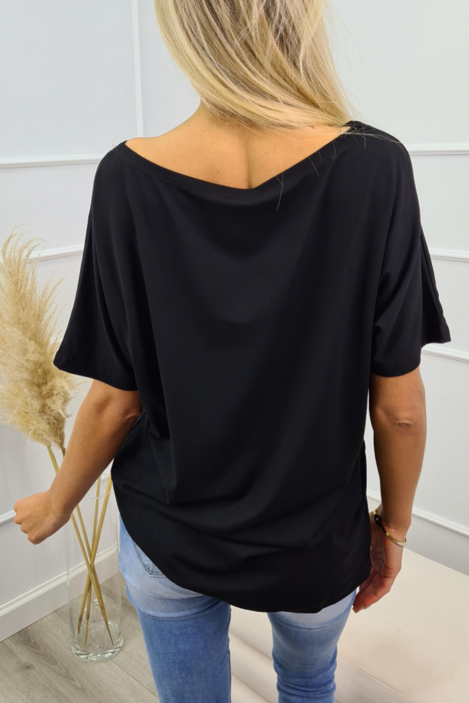 Bluzka 9756 nadruk diament ALISA czarna