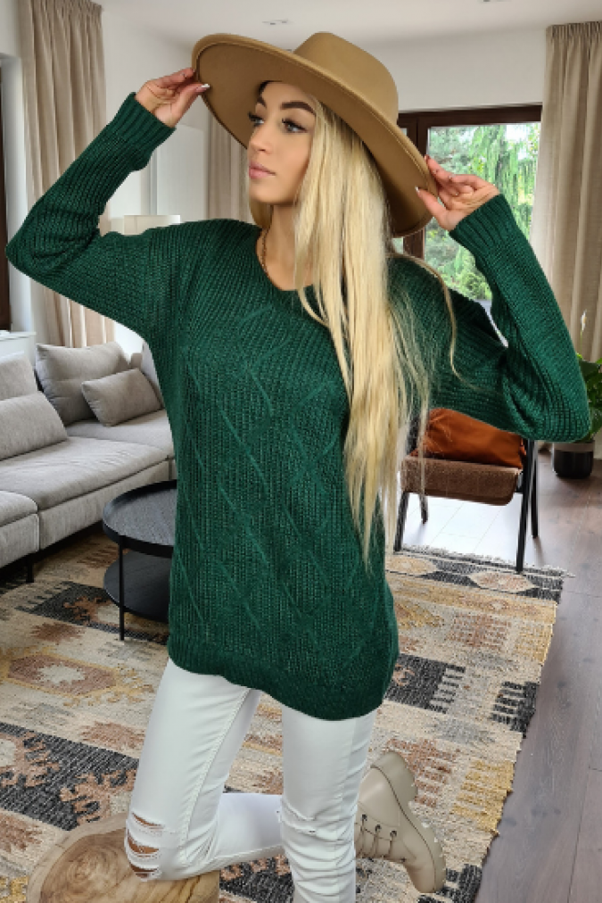 Sweter 206 zimowy splot VERMONT zielony