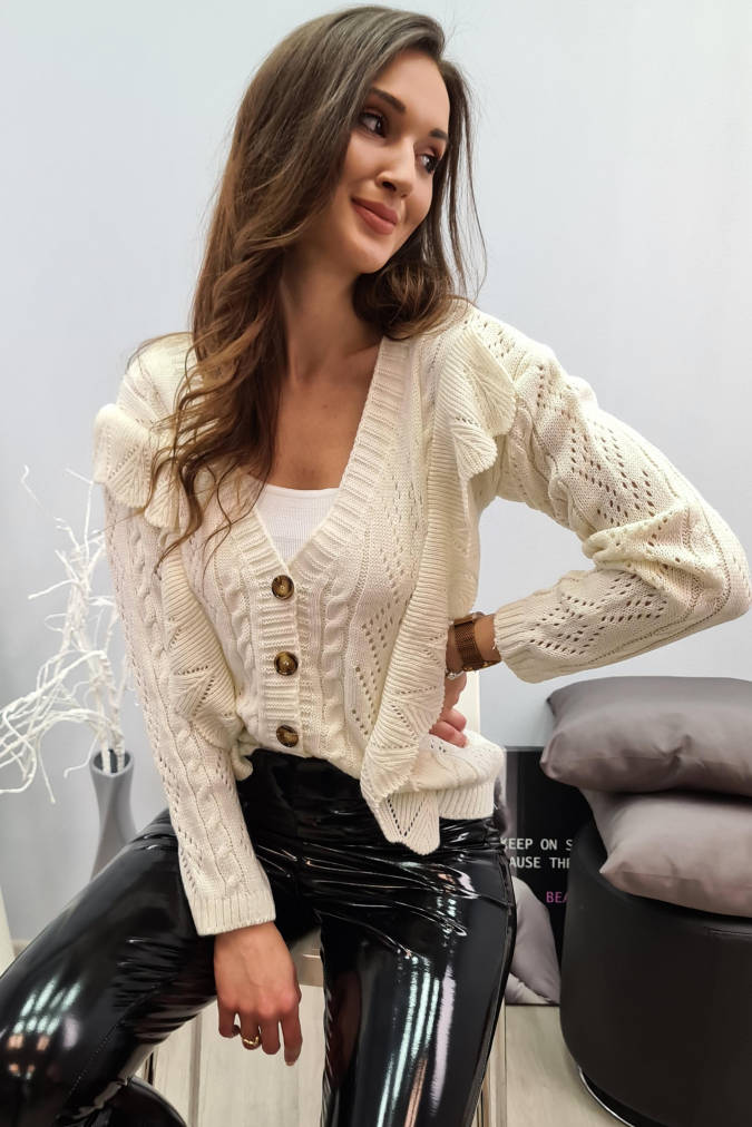 Kardigan 071 rozpinany ecru