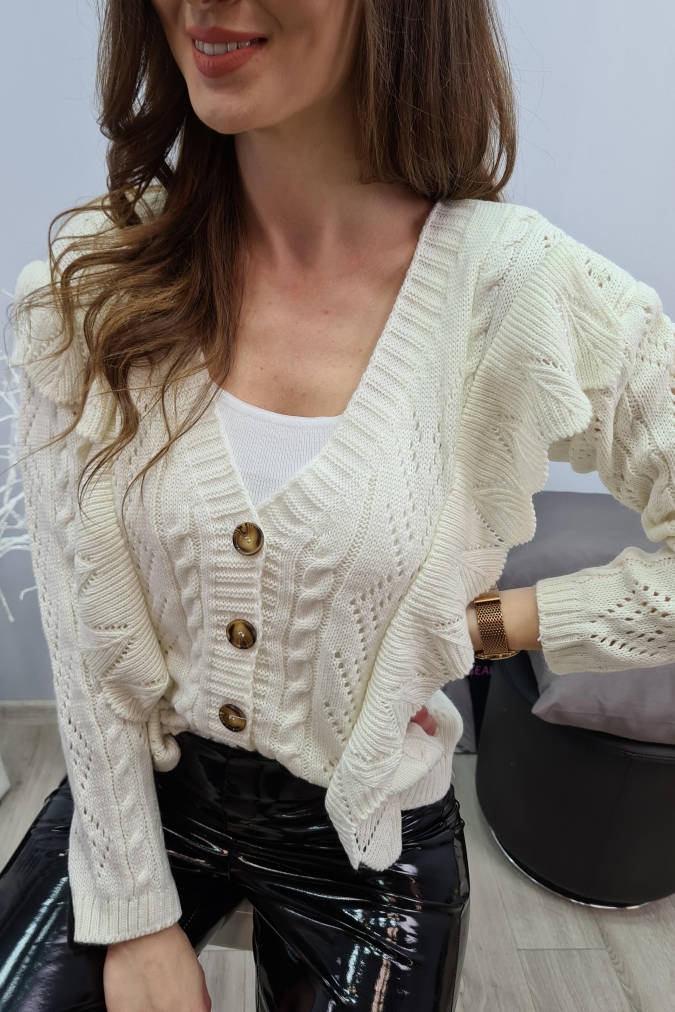 Kardigan 071 rozpinany ecru