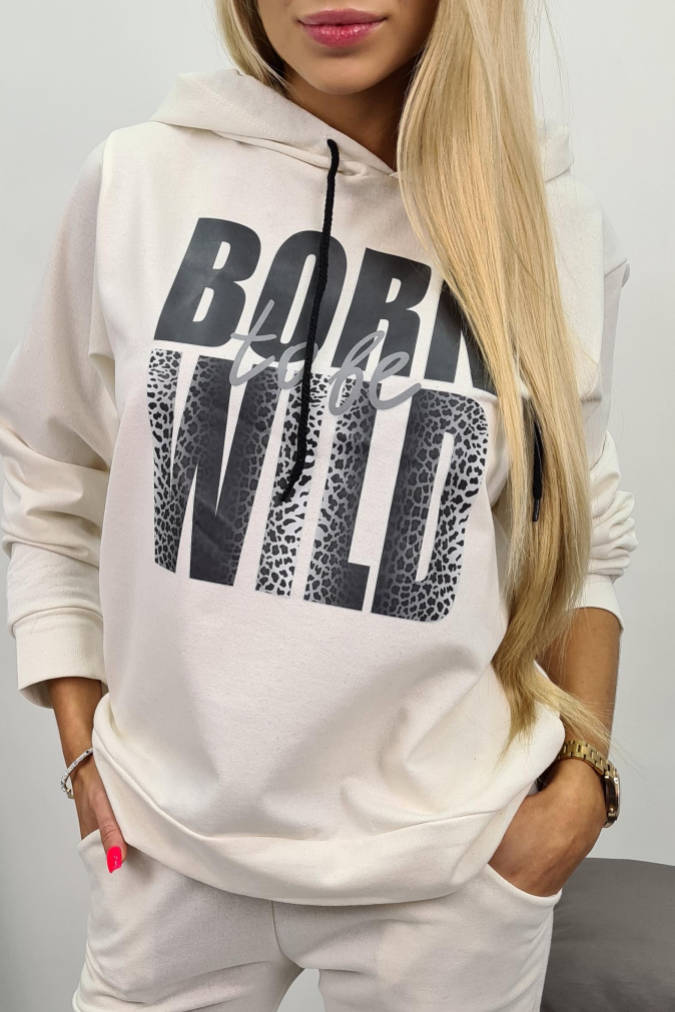 Dres napis BORN WILD S06 ecru