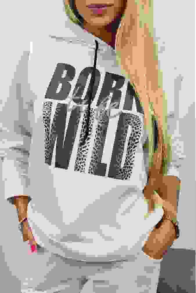 Dres napis BORN WILD S06 ecru