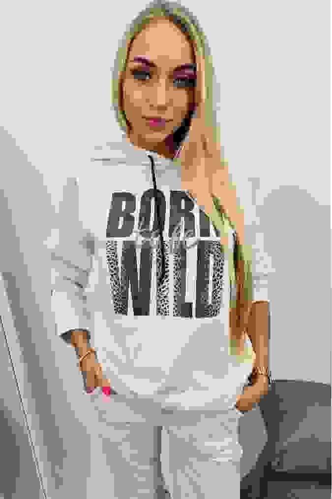 Dres napis BORN WILD S06 ecru