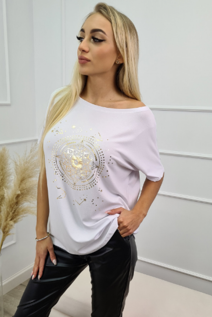 Bluzka 9758 znaki zodiaków CANDICE biała