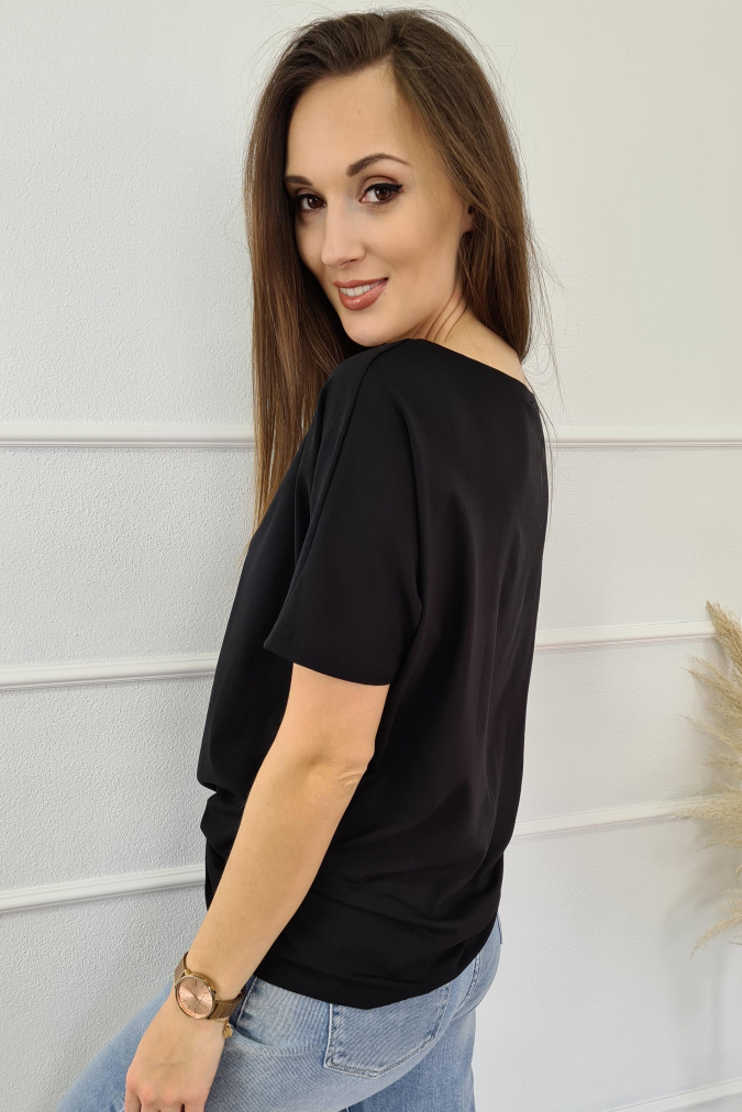 Bluzka 9771 złoty kwiat JASMINA czarna