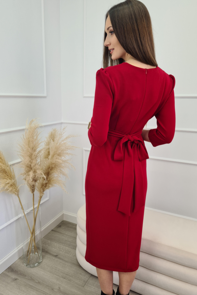 Sukienka 212 wizytowa z dekoltem V POPPY czerwona