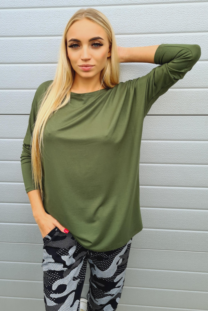 Bluzka 9694 gładka oversize GRACE khaki