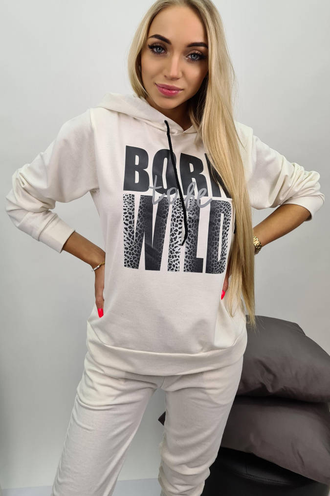 Dres napis BORN WILD S06 ecru