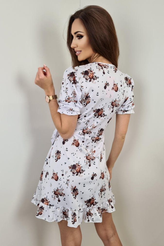 Sukienka 1140 typu szlafrok TOLFA brązowe kwiaty