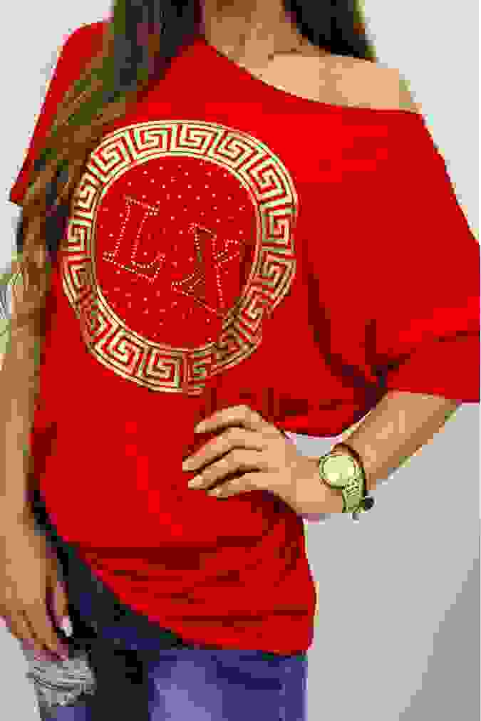 Bluzka 9591 labirynt dżety SANTIAGO czerwona