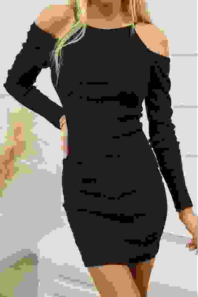 Sukienka 805 wycięcia na ramionach  FANO czarna