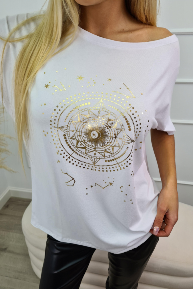 Bluzka 9758 znaki zodiaków CANDICE biała