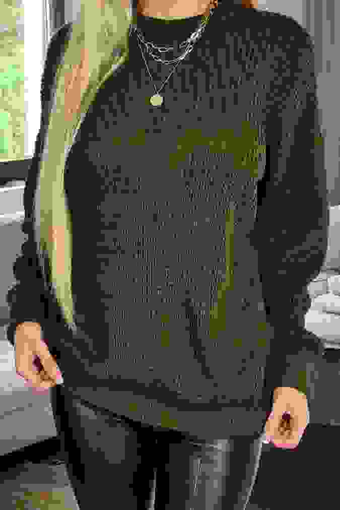 Sweter 2036 zakładany przez głowę KANZAS khaki