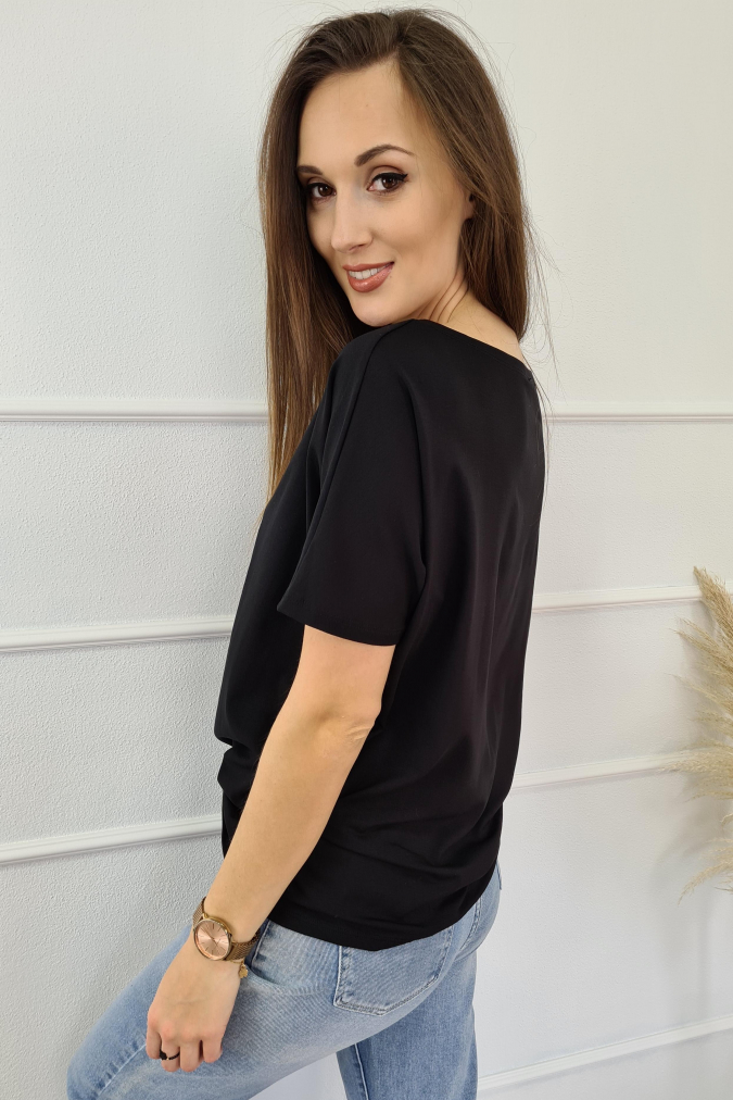 Bluzka 9781 malowany kot TRESSA czarna