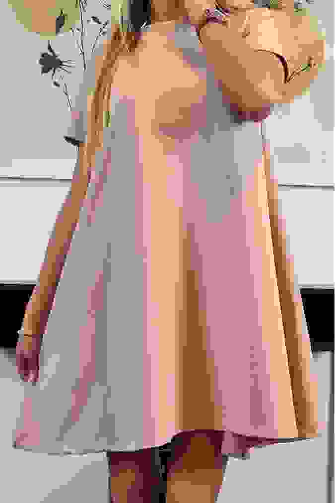 Sukienka 0253 gładka trapezowa BARI beżowa