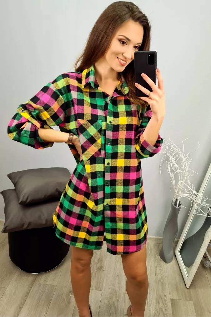 Sukienka K170 kolorowa krata