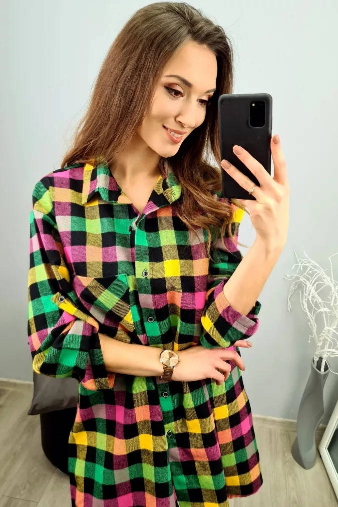Sukienka K170 kolorowa krata