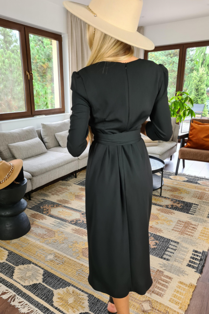 Sukienka 212 wizytowa z dekoltem V POPPY czarna 